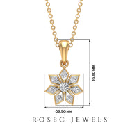 Natural Diamond Flower Pendant Necklace