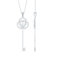 Vintage Moissanite key pendant necklace from Rosec Jewels featuring a sparkling moissanite stone in a detailed antique-style design.