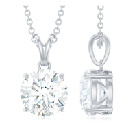 Certified 2 Carat Moissanite Solitaire Pendant Necklace With Chain