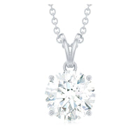 Certified 2 Carat Moissanite Solitaire Pendant Necklace With Chain