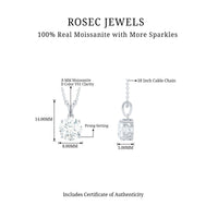 Certified 2 Carat Moissanite Solitaire Pendant Necklace With Chain
