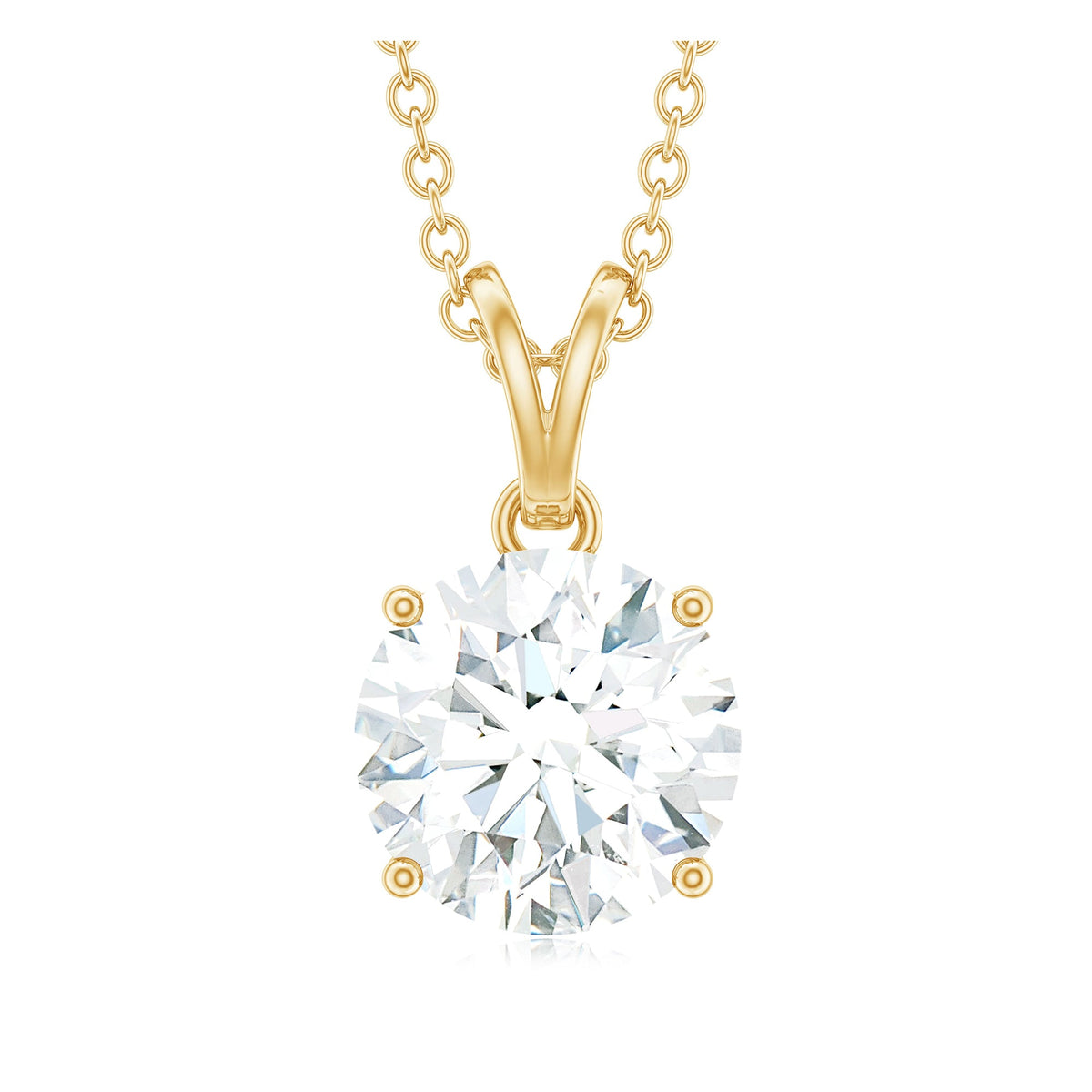 Certified 2 Carat Moissanite Solitaire Pendant Necklace With Chain