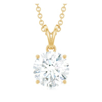 Certified 2 Carat Moissanite Solitaire Pendant Necklace With Chain