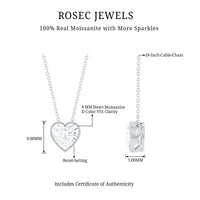 2 Carat Heart Shape Moissanite Solitaire Necklace in Bezel Setting