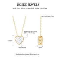 2 Carat Heart Shape Moissanite Solitaire Necklace in Bezel Setting