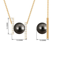 8 Carat Real Tahitian Black Pearl and Diamond Necklace with Certificate