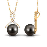 Tahitian Pearl Solitaire Pendant with Diamond Twisted Bail