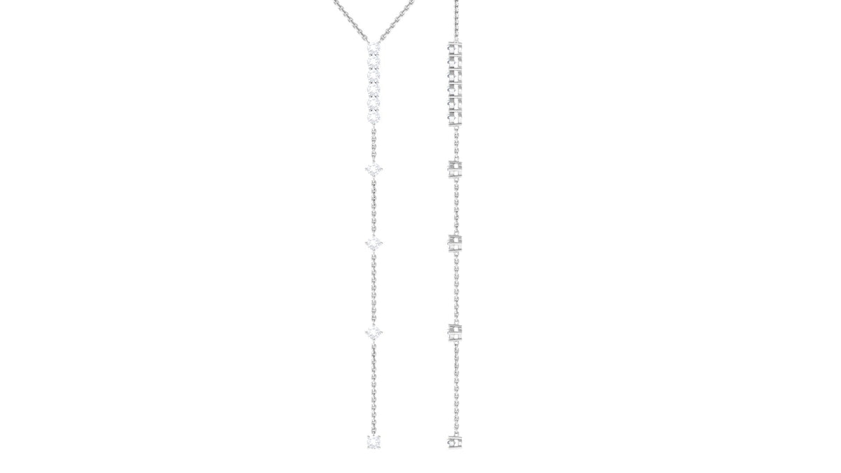 Certified Round Moissanite Lariat Necklace for Women