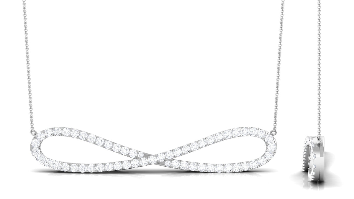 Pave Set Moissanite Infinity Necklace with Certificate