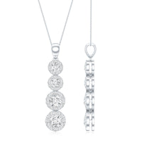 Certified Moissanite Minimal Halo Dangle Pendant