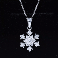 Certified Moissanite Snowflake Pendant Necklace for Women