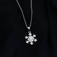 Certified Moissanite Snowflake Silver Pendant in 2 Prong Setting