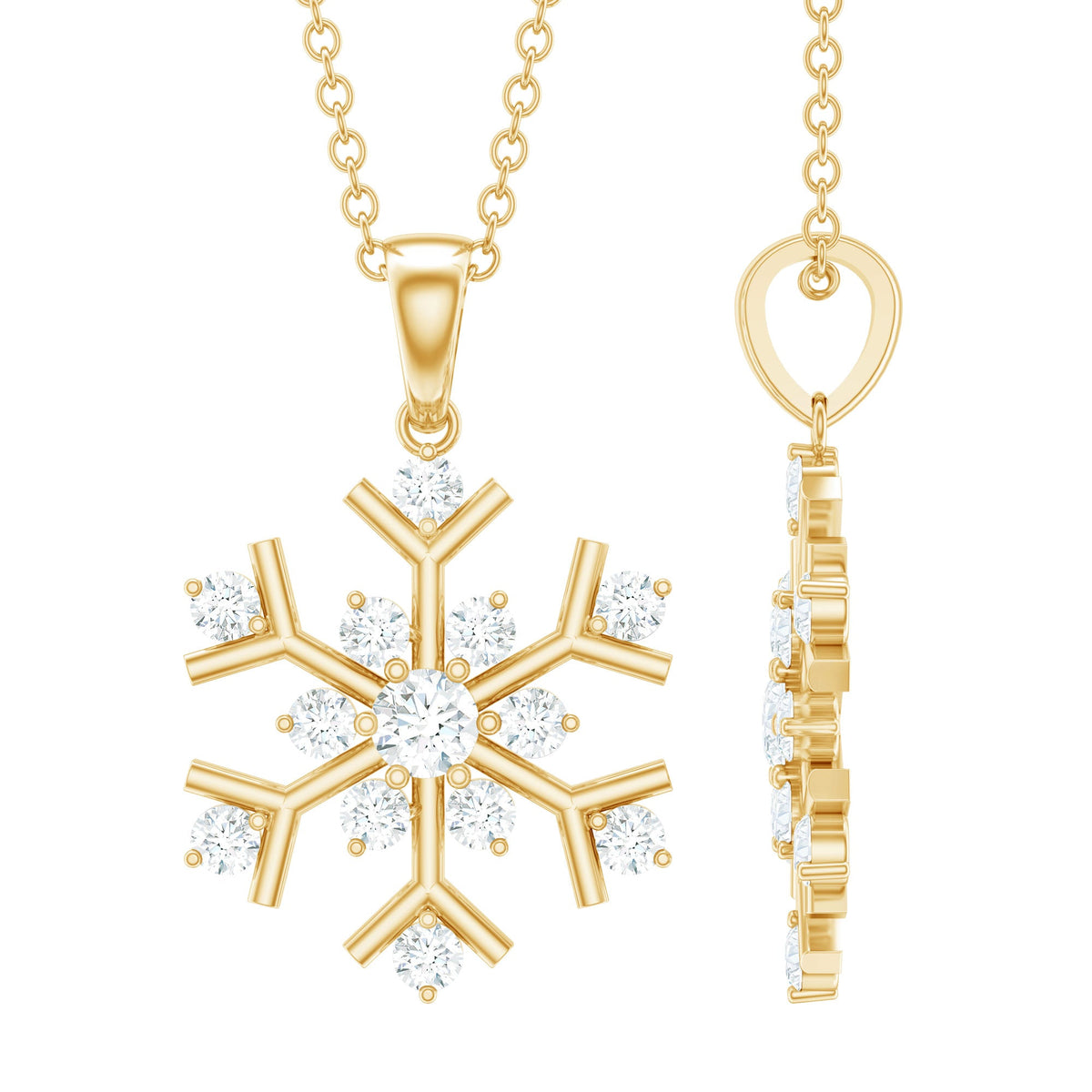 Certified Moissanite Snowflake Pendant Necklace for Women