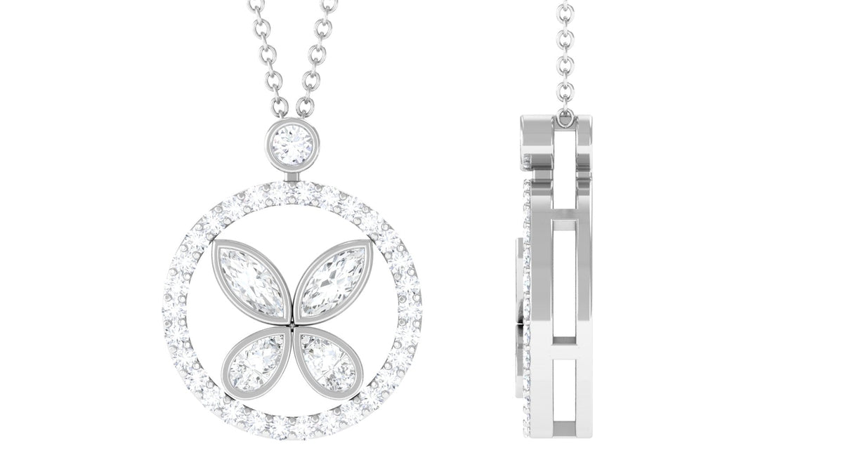 0.50 CT Certified Moissanite Butterfly Pendant