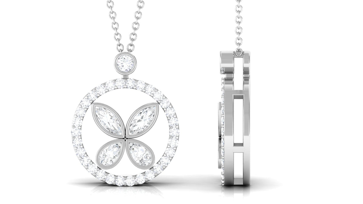 0.50 CT Certified Moissanite Butterfly Pendant