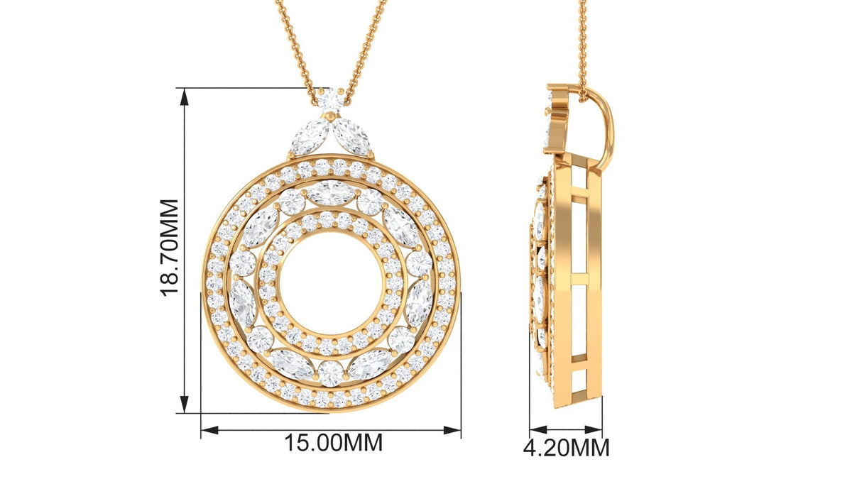 3/4 CT Certified Moissanite Vintage Pendant Necklace