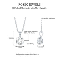 1 CT Certified Moissanite Solitaire Pendant in Claw Set