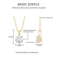 1 CT Certified Moissanite Solitaire Pendant in Claw Set