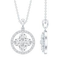 Simple Moissanite Flower Pendant with Halo