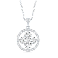 Simple Moissanite Flower Pendant with Halo