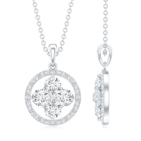 Simple Moissanite Flower Pendant with Halo