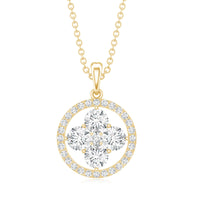 Simple Moissanite Flower Pendant with Halo