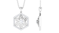 Vintage Inspired Certified Moissanite Flower Pendant