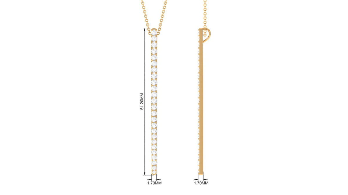 1.25 CT Certified Moissanite Bar Dangle Pendant