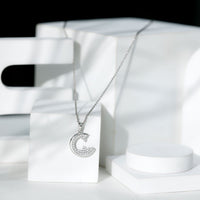 C Initial Necklace with Moissanite Cluster