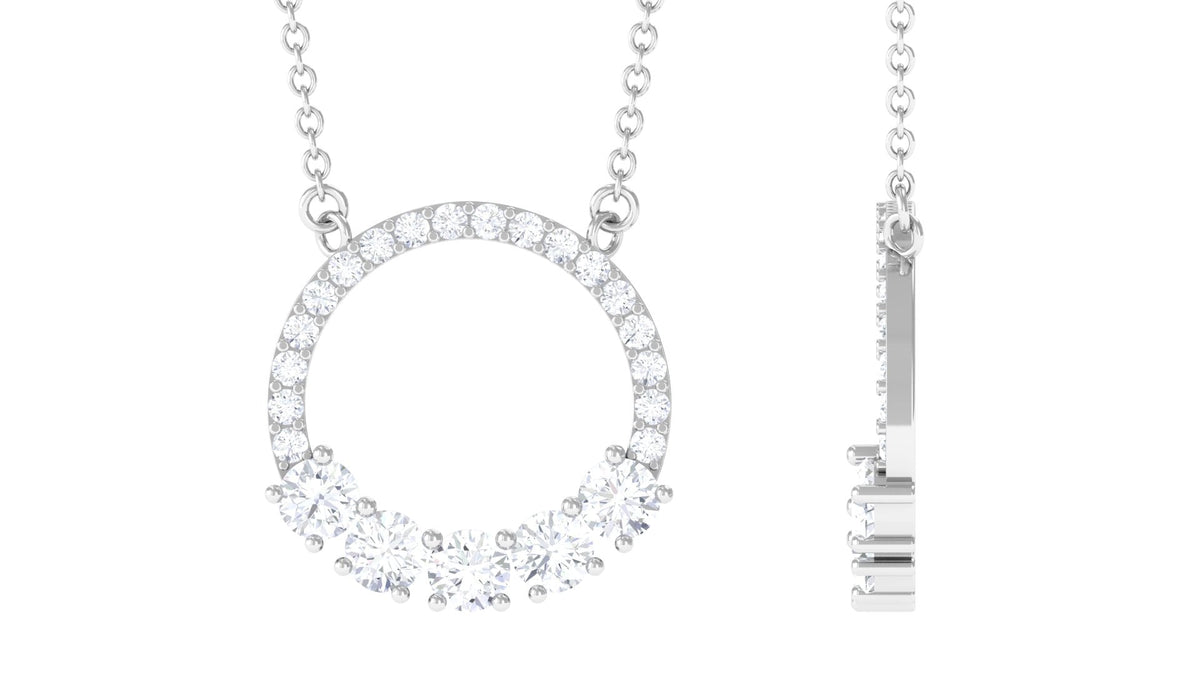 Round Cut Moissanite Open Circle Pendant with Certificate