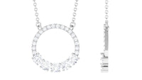 Round Cut Moissanite Open Circle Pendant with Certificate