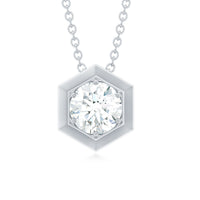 Certified Moissanite Solitaire Hexagonal Pendant