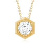 Certified Moissanite Solitaire Hexagonal Pendant