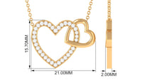 Certified Moissanite Double Heart Necklace for Women