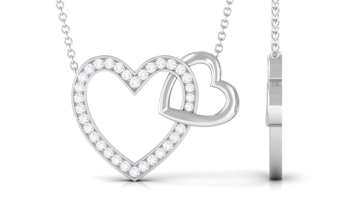 Certified Moissanite Double Heart Necklace for Women