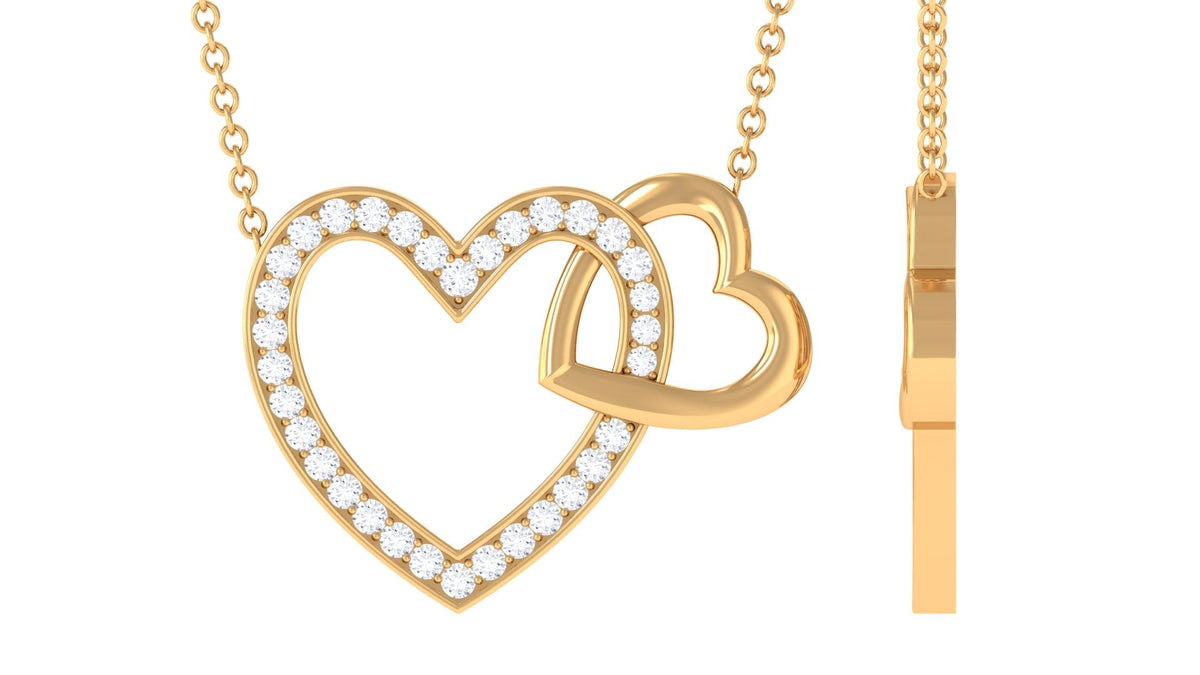 Certified Moissanite Double Heart Necklace for Women