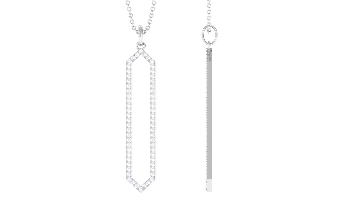 Elongated Hexagonal Moissanite Pendant Necklace with Certificate
