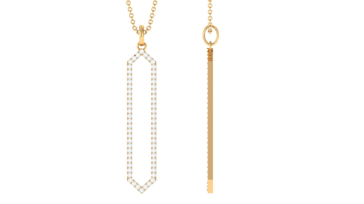 Elongated Hexagonal Moissanite Pendant Necklace with Certificate