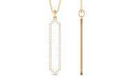 Elongated Hexagonal Moissanite Pendant Necklace with Certificate