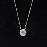 2 Carat Certified Moissanite Solitaire Necklace in Bezel Setting