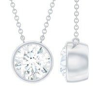 2 Carat Certified Moissanite Solitaire Necklace in Bezel Setting
