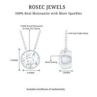 2 Carat Certified Moissanite Solitaire Necklace in Bezel Setting