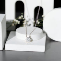 2 Carat Certified Moissanite Solitaire Necklace in Bezel Setting