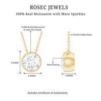 2 Carat Certified Moissanite Solitaire Necklace in Bezel Setting