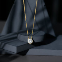 2 Carat Certified Moissanite Solitaire Necklace in Bezel Setting