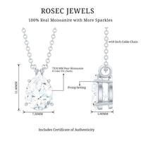 2 Carat Solitaire Moissanite Teardrop Pendant Necklace