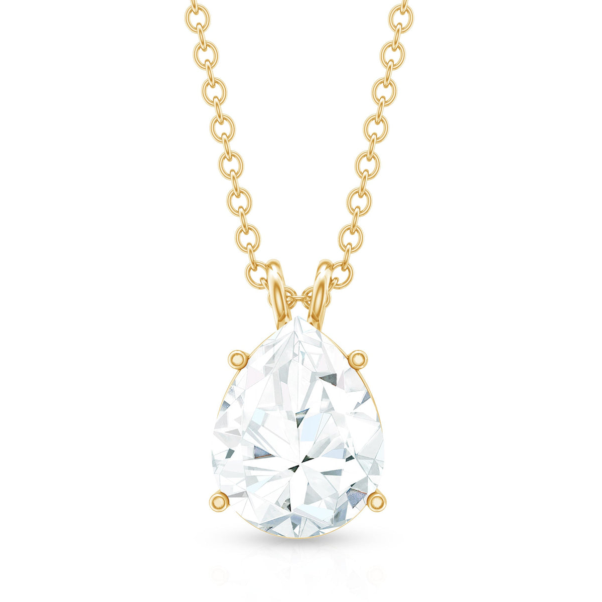 2 Carat Solitaire Moissanite Teardrop Pendant Necklace