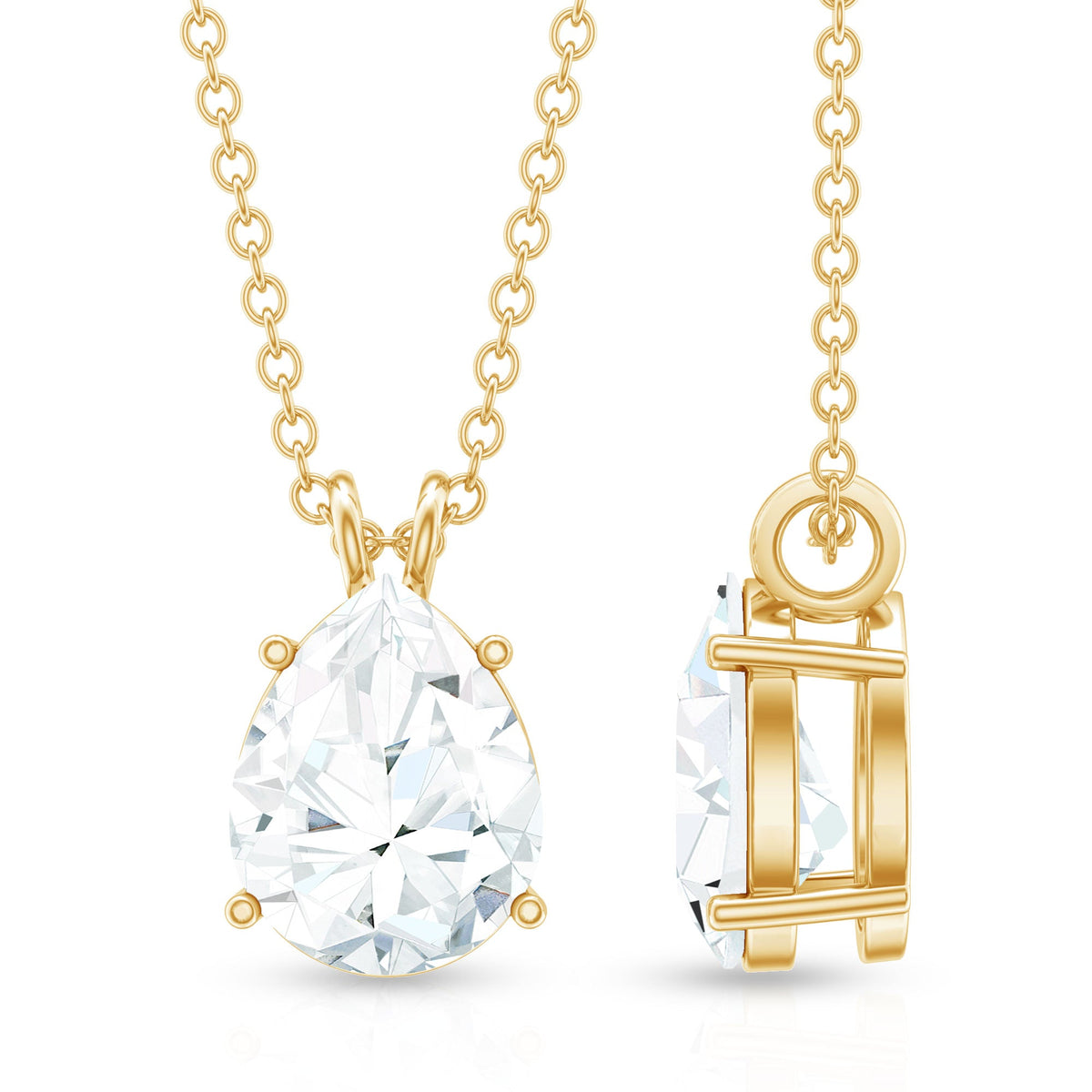 2 Carat Solitaire Moissanite Teardrop Pendant Necklace