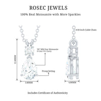 Certified Round and Pear Shaped Moissanite Two Stone Pendant