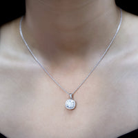 Certified 3 Carat Cushion Cut Moissanite Pendant